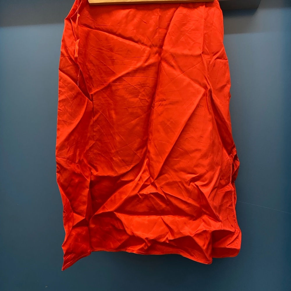 Banana Republic Orange Red Ruched Pencil Midi Skirt
